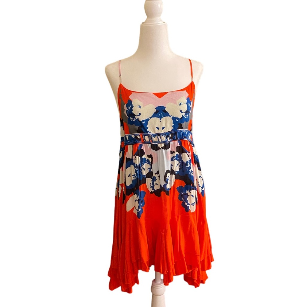Free People - Intimately by Free People Slip Dress - Size XS Cherry Red and Blue